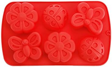 QooWare 6-cavity Ladybug Series 100% Silicone Baking Mold- Rust Resistant, Odorless, Non-teflon Bakeware (Pack of 2)