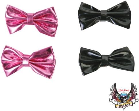 Dog Hair Bows - 2 Pair Metallic Black and Metallic Pink