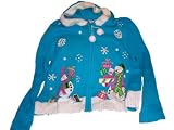Snowman Christmas Presents and Snowflake Applique Embroidered Beaded Hooded Sweater