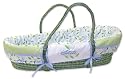 Moses Basket Set - Sage Basket With Caterpillar Print Wrap Style Bumper And Blue Mattress Cover Sheet. Mattress Included. (Mbs + Mbmc-Bl + Mbb-Cat)