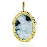14K Yellow Gold Lovers Cameo Oval Pin / Pendant - 1 1/4 x 7/8