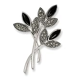 .925 Silver, Onyx & Marcasite Pin.