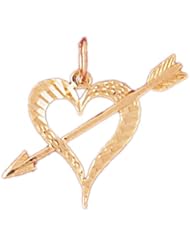 Dazzlers Solid 14k Gold Heart Cupid Arrow Charm Pendant Available in three colors from jewelsberry (weights: 0.8 grams only)