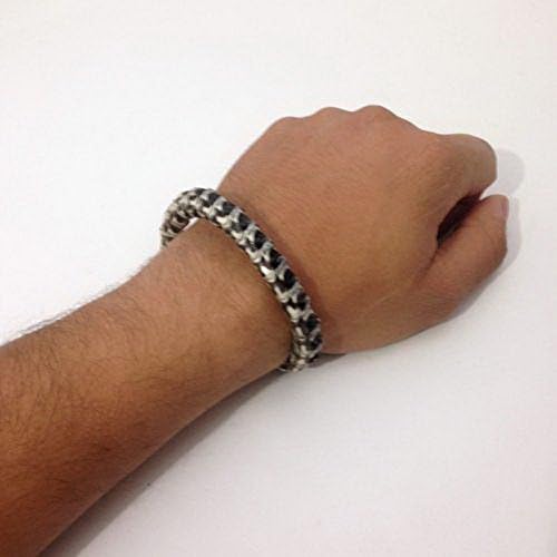 Genuine Snake Bone Skeleton with Cotton Rope Handmade Bracelet Black And White Color