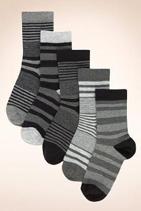 5 Pairs Of Autograph Older Boys' Cotton Rich Assorted Stripe Socks