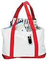 Daily Tote, White with Red
