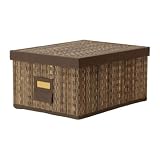 Palm Leaf Ribs Made Storage Box with Lid (Width: 28cm x Depth: 35cm x Height: 18 cm) Label holder with paper included