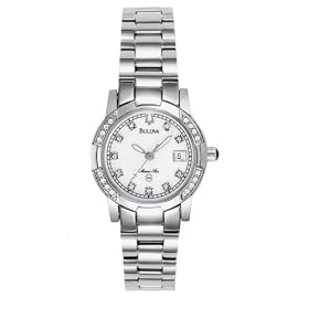 Bulova 96R42 Ladies’ White Mother-of-Pearl Circular Face, Sport/Tech Silver Tone Bracelet Watch