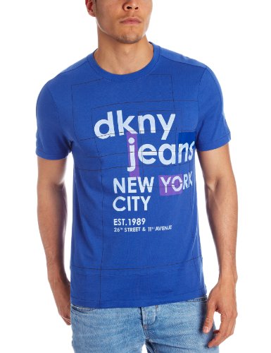 DKNY Crew Poster Shortseelve Pieced Men's T-Shirt Electric XX Large