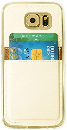 Galaxy S6 case,Simple &amp; Small, Back Pocket Card Holder, 2 Card Slots for Galaxy S6 with a FREE &amp; Random Colorful Credit Card Size Compact Cell Phone Mount Holder / Stand (white)