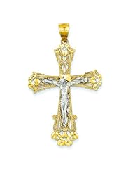 14K Two Tone Gold Ornate Crucifix Pendant