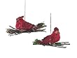 Club Pack of 24 Modern Lodge Red Cardinal Bird on Branch Christmas Ornaments 3"