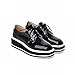 Carolbar Women's Fashion Lace up Popular Patent Leather Platform Wedge Heel Oxfords Shoes