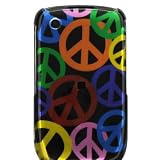 Premium Designer Hard Snap On Crystal Case for the Blackberry 8520 Curve/Gemini - Cool Black Rainbow Peace Sign Print