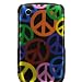 Premium Designer Hard Snap On Crystal Case for the Blackberry 8520 Curve/Gemini - Cool Black Rainbow Peace Sign Print