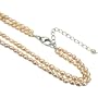 Double Strand Cultured Pearl Chain Necklace w. Silver Clasp, Peach Pink (16") + 2" Chain Tail
