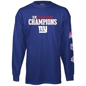 Reebok New York Giants Royal Blue 3-Time Super Bowl Champs Long Sleeve T-shirt