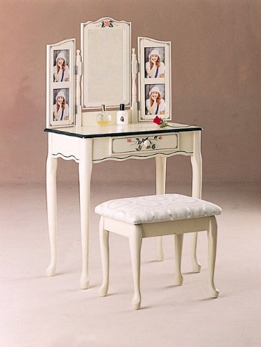 Hand Painted White Photo Vanity Set 4028 (co)