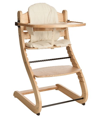 Kinderhochstuhl Treppenhochstuhl mit Sitzkissen und abnehmbaren Tisch in Natur Carlo