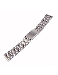 Neewer 24mm Watch Chain Replacement Stainless Steel Bracelet Watch Band Strap Flat Ends Gold & Silver Color