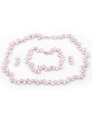 Topearl Purple Freshwater Pearl Necklace Bracelet Earrings Set,17"necklace matching 7" bracelet