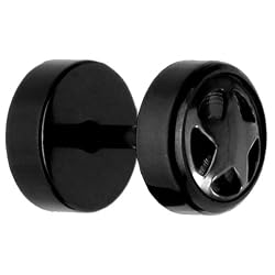 0 Gauge Black Anodized Titanium Star Cheater Plug