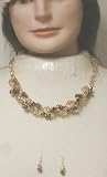 Dark and Light Amber Crystals Twisted Short Chain Necklace and Matching Earrings for Women and Teens