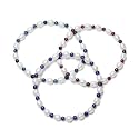 Freshwater Cultured Pearl Garnet, Amethyst and Iolite Stretch Bracelets, Set of 3, 7.5"