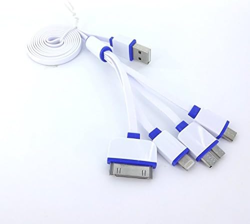 Nmota 1m or 3.3ft 4 in 1 Multiple USB Charging Cable Adapter Connector with 8 Pin Lighting / 30 Pin / Micro USB / Mini USB Ports for Iphone 6, 6 Plus, 5 / 5s / 5c, 4s, 4,ipad, Ipod, S2, S3, S4, S5.