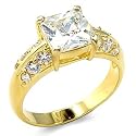 Gold CZ Rings - 14k Gold Plated Princess Cut CZ Engagement Ring