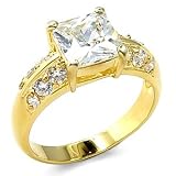  : Gold CZ Rings - 14k Gold Plated Princess Cut CZ Engagement Ring