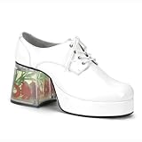 3 1/2 Inch Men's Shoes Platform Filled Heel Fish Retro Disco White E