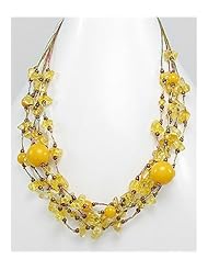 Japanese silk cord Dyed Quartz Stone Necklace In Brass