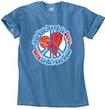 ALL YOU NEED IS LOVE Peace Pigment Dyed Adult T-shirt - Med Blue Color ALL YOU NEED IS LOVE Peace Pigment Dyed Adult T-shirt - Med Blue Color