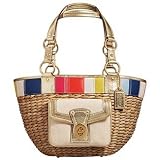 AUTHENTIC COACH LEGACY NOVELTY STRIPE STRAW LARGE SHOPPING BEACH CRUISE TOTE 10749
