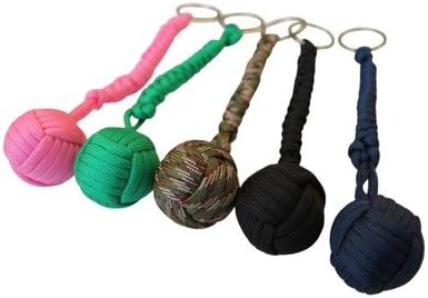 Monkey Fist Self Defense Keychain 1" Steel Ball Double Line 550lb Tensile Strength Military Paracord (Length 6 5/8") by Muzitao©