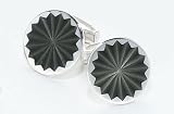 Handmade sterling silver cufflinks with translucent grey hand enameling with presentation box. Crafted in England