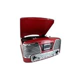 PLATINE TOURNE DISQUES 3 VITESSES-SD-LECTEUR CD-RADIO-ENCODEUR-USB 2.0-MP3 ROUGE METALLISE