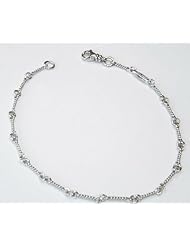 14K White Gold Polished-Finish Hand-Crafted 10" Twisted Link Anklet.