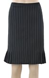WOOL PINSTRIPE SUITING SKIRT W/ PLEAT