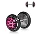 ManoaShark® 2er Set Fake Plug Leo Pink Piercing Ohrstecker 316L Chirurgenstahl Ohr Flesh Tunnel Plugs Creolen Ohrringe 8mm