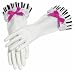Carolyn's Kitchen Hot Pink Heart Stripe Dish Gloves -- Made in USA Image