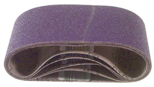 3M 81431 4-Inch x 24-Inch Purple Regalite Resin Bond 80 Grit Cloth Sanding Belt - 5 Pack