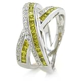14K WG Yellow/White Diamond 'X' Ring