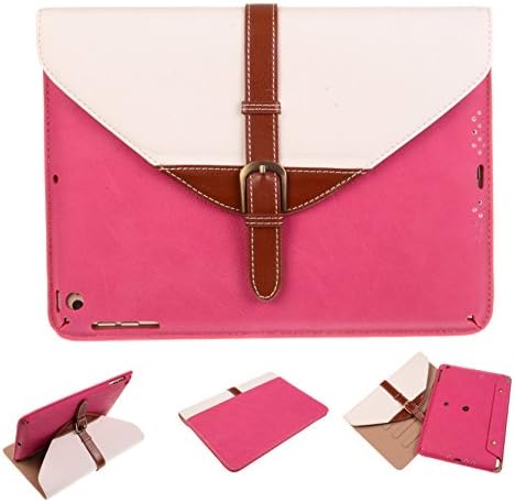 Big Dragonfly Apple Ipad Brief Bag Shape PU Leather Case - 360 Degree Rotating Stand Detachable Dual Use Smart Magnetic Flip Cover Case for Ipad 5/ Ipad Air (Rose Red and White)