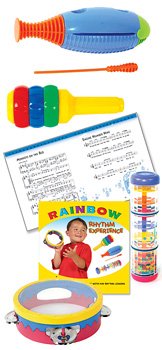 Childrens Toyshop  Musical Instruments : BeBoP Childs Rainbow Rhythm Percussion Set with a FREE CD & Songbook