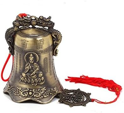 Feng Shui Temple Under Sun Shine Double Dragon Buddha Bronze Bell Pendant Hangings