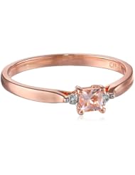 Rose-Gold Flashed Silver Diamond and Morganite Ring (0.04cttw, G-H Color, I2-I3 Clarity)
