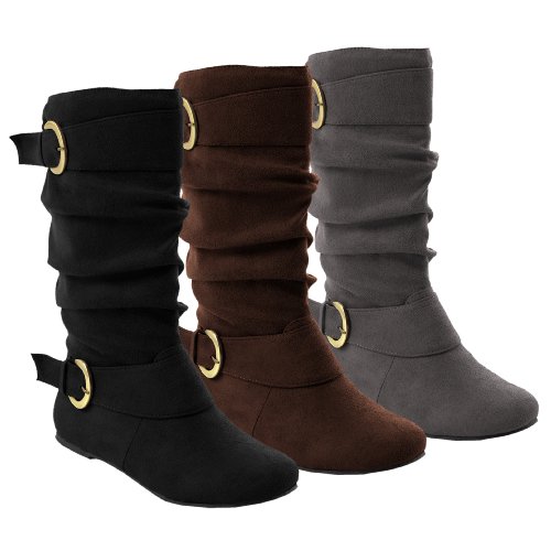 Glaze by Adi Buckle Accent Faux Suede Slouchy Boot