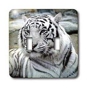 Tigers - White Tiger - Light Switch Covers - double toggle switch